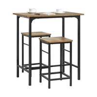 BARTISCH + 2 x BARHOCKER - Braun, Holzwerkstoff/Metall (80/88/50cm) - SoBuy