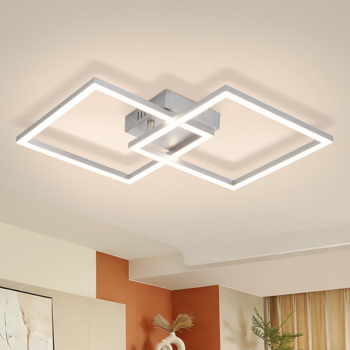 LED DECKENLEUCHTE Celwynne 39.5/39.5/6.7 cm - Silberfarben, Kunststoff (39.5/39.5/6.7cm) - ZMH