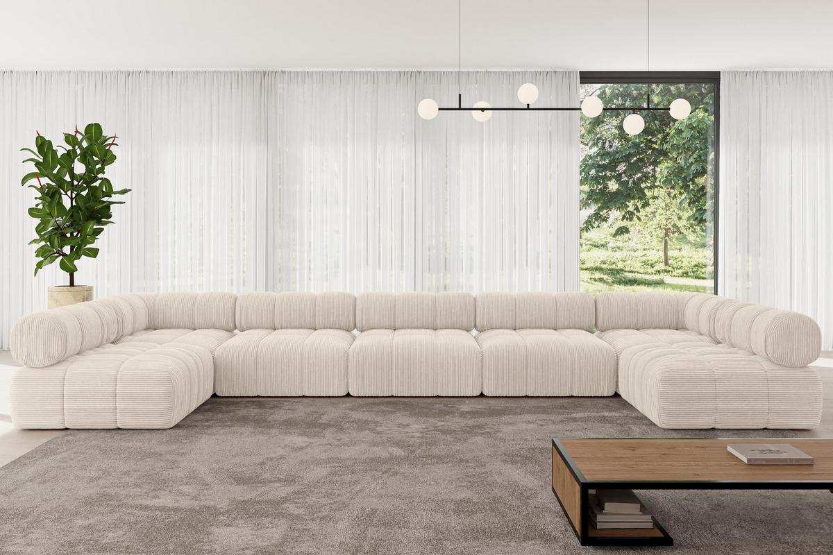 WOHNLANDSCHAFT modulares Sofa Garvo-U3 - 475x190x70 cm Beige Cord - Beige/Creme, Holzwerkstoff/Textil (475/70/190cm) - ALTDECOR