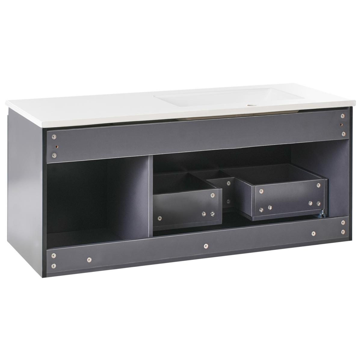 WASCHBECKENUNTERSCHRANK wandmontiertk mit Waschbecken Schwarz Tiete - Schwarz, Holzwerkstoff (100/46/116cm) - Beliani