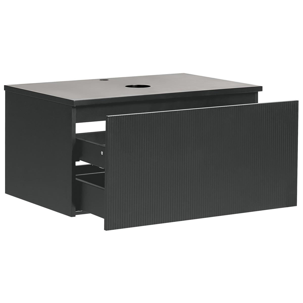 WASCHBECKENUNTERSCHRANK wandmontiertk 80 cm Schwarz Alzira - Schwarz, Holzwerkstoff (80/40/52cm) - Beliani