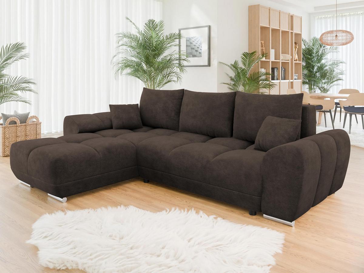 ECKSOFA Logo - Dunkelbraun/Silberfarben, Holz/Kunststoff (291/183cm) - MIRJAN24
