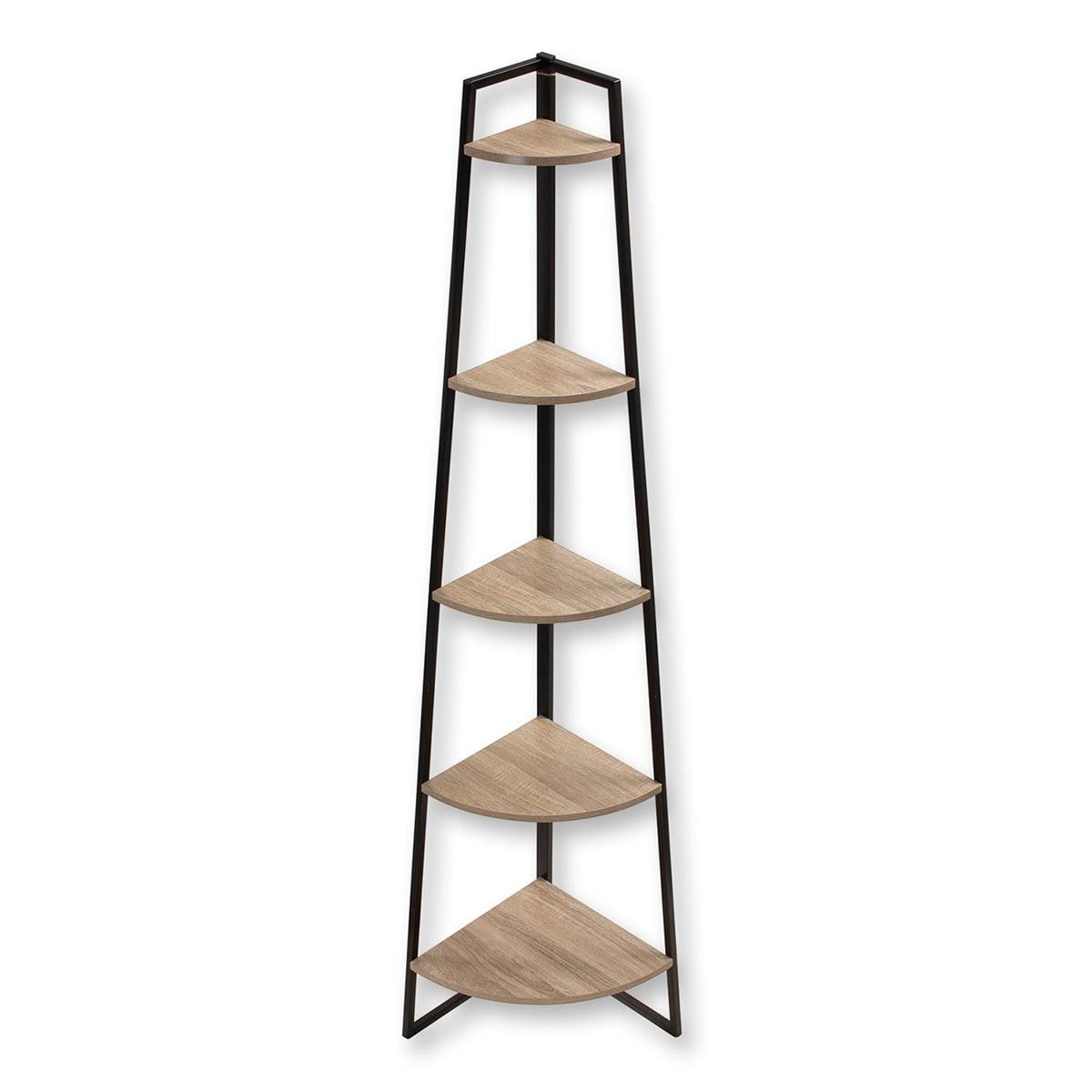 ECKREGAL mit 5 Etagen im Holzdekor H180 cm - Colorado - Schwarz, Holzwerkstoff (36/180/184cm) - Calicosy