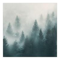 FOTOTAPETE Nadelwald im Nebel 288/288 cm - Eichefarben, Papier (288/288cm) - Bilderwelten
