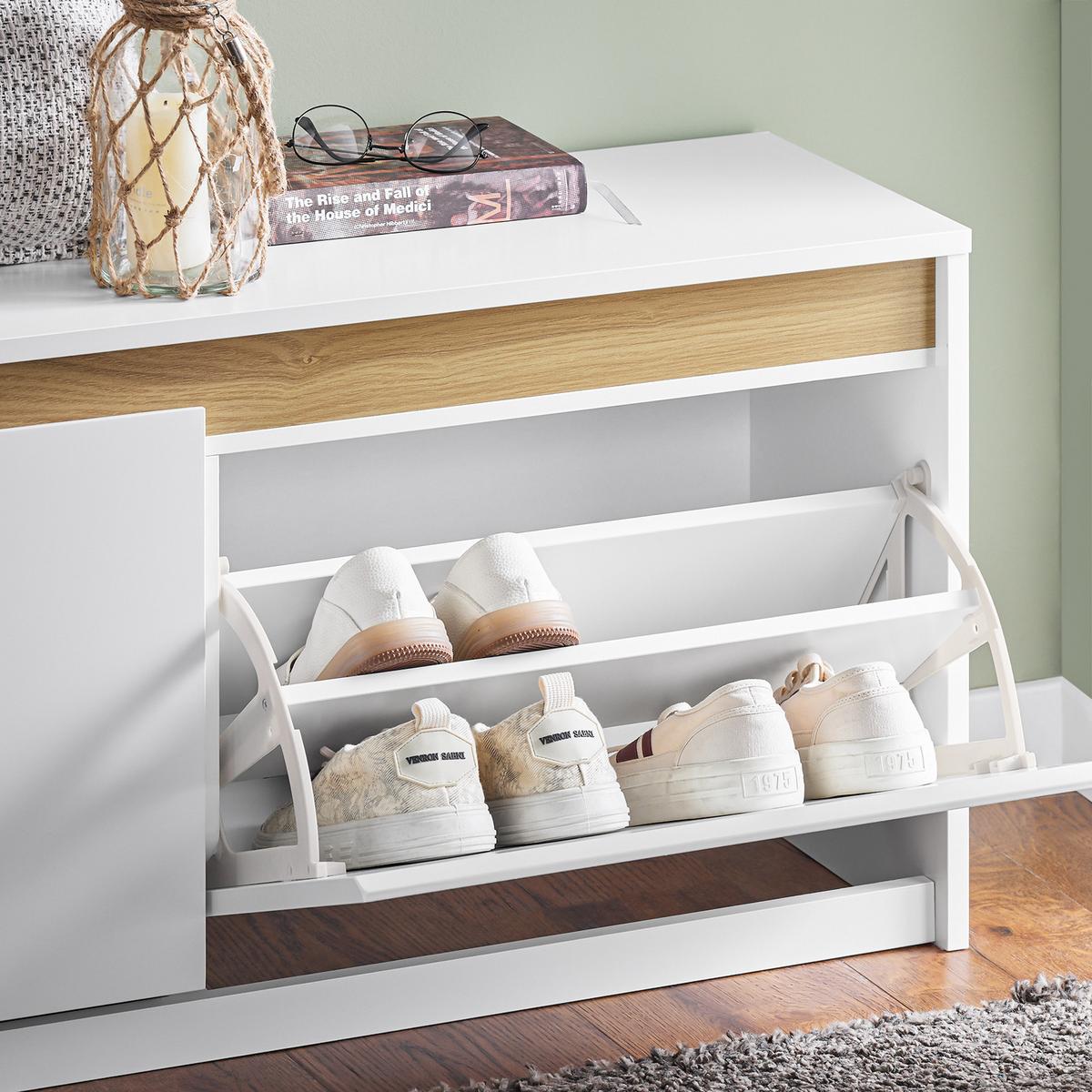 SCHUHBANK Weiß - Weiß, Holzwerkstoff (104/47/30cm) - SoBuy