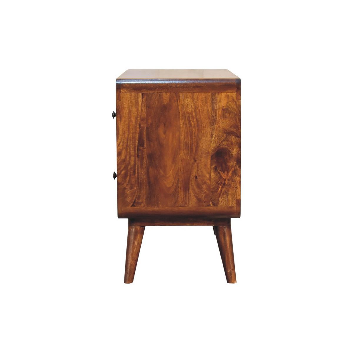 KOMMODE Massivholz Gebogenes Kastanienbraun, 2 Schubladen, Dunkelbraun - Dunkelbraun/Messingfarben, Mangoholz/Holz (80/58/35cm) - Artisan Furniture