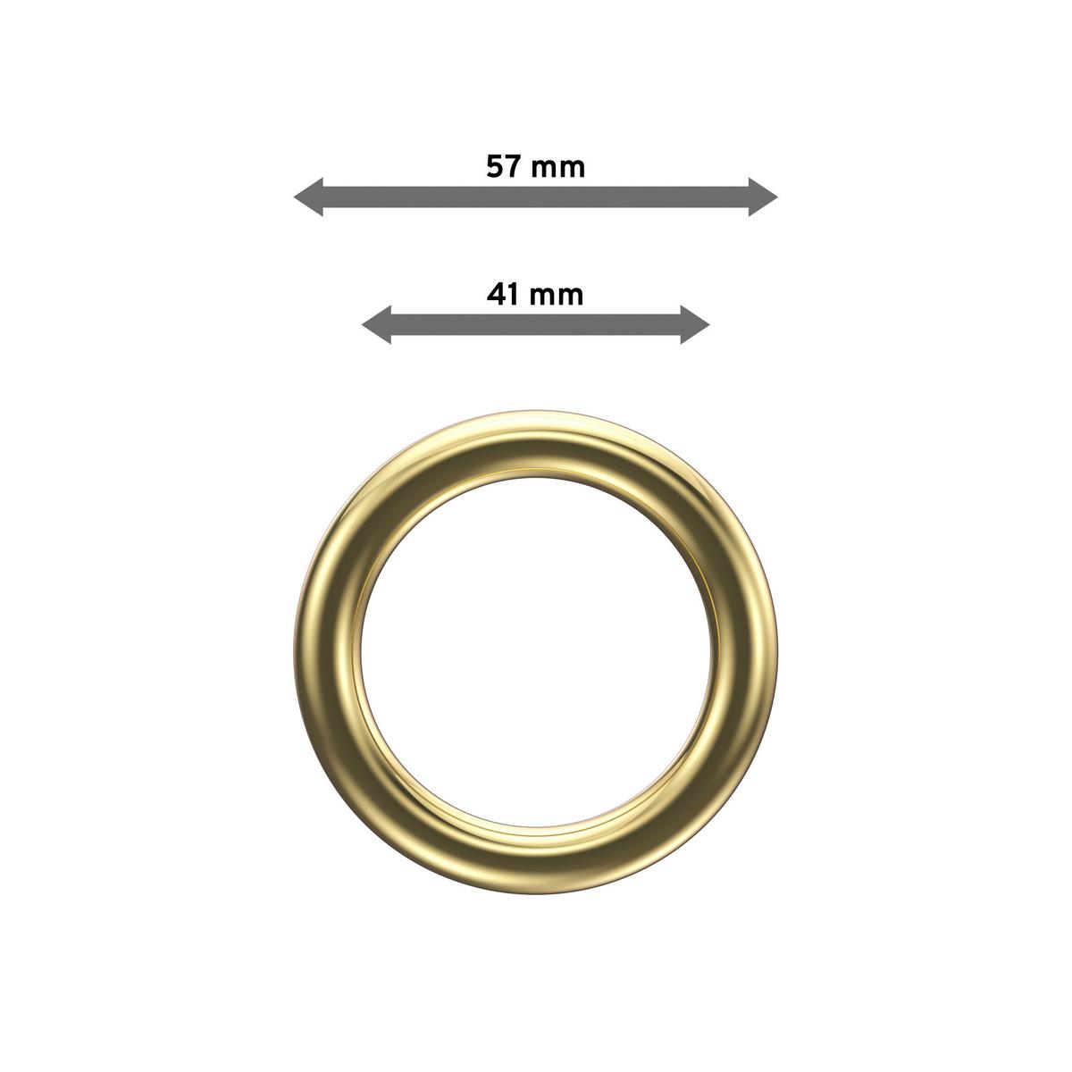 RUNDRINGE MIT FALTENHAKEN FÜR GARDINENSTANGEN 28 mm Ø, Messing-farbig, Packung 10 Stück - Messingfarben, Kunststoff (28cm) - INTERDECO