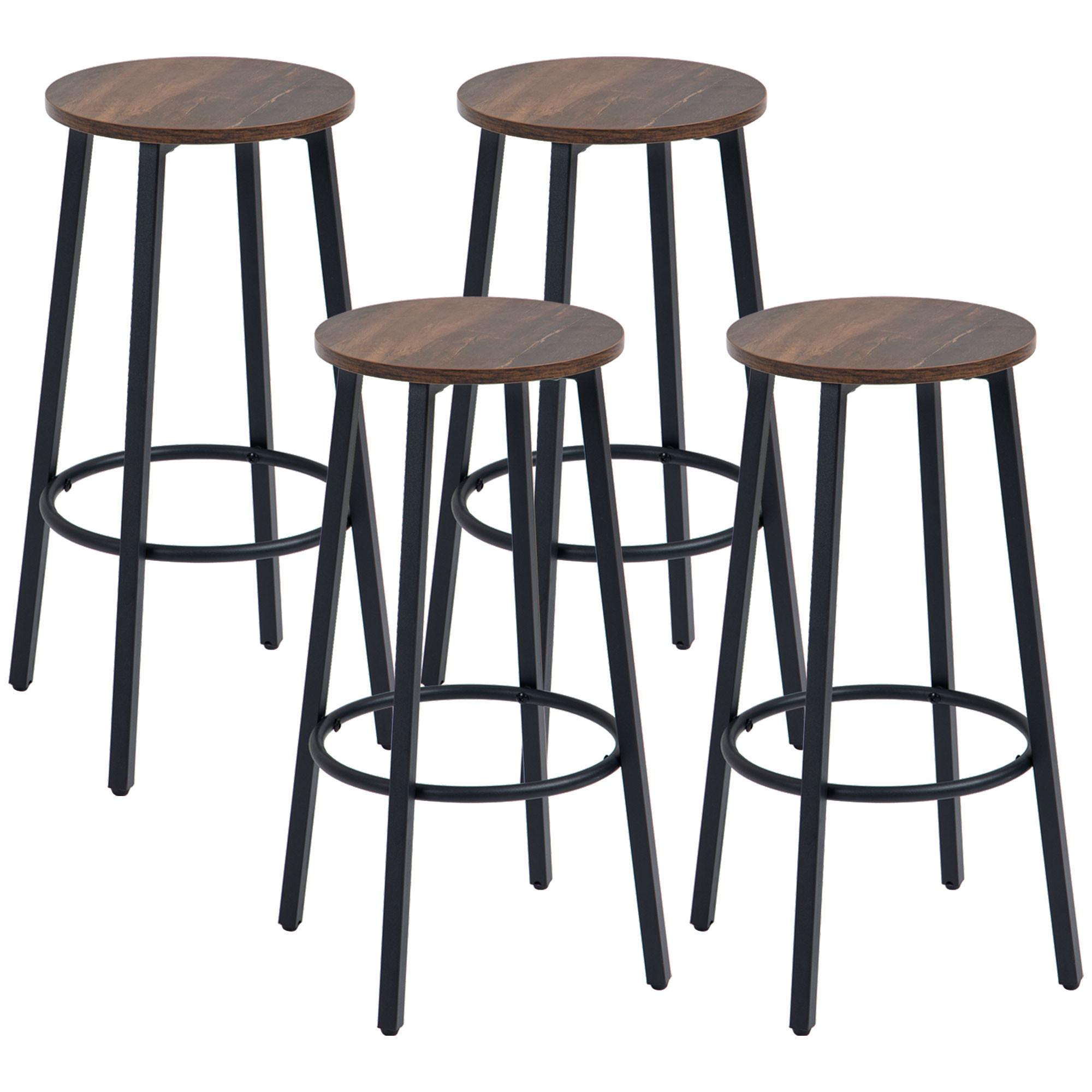 TRESENSTÜHLE 4ER-SET aus Stahl Rustikales Braun Schwarz - Braun, Holzwerkstoff (42/65/42cm) - HOMCOM