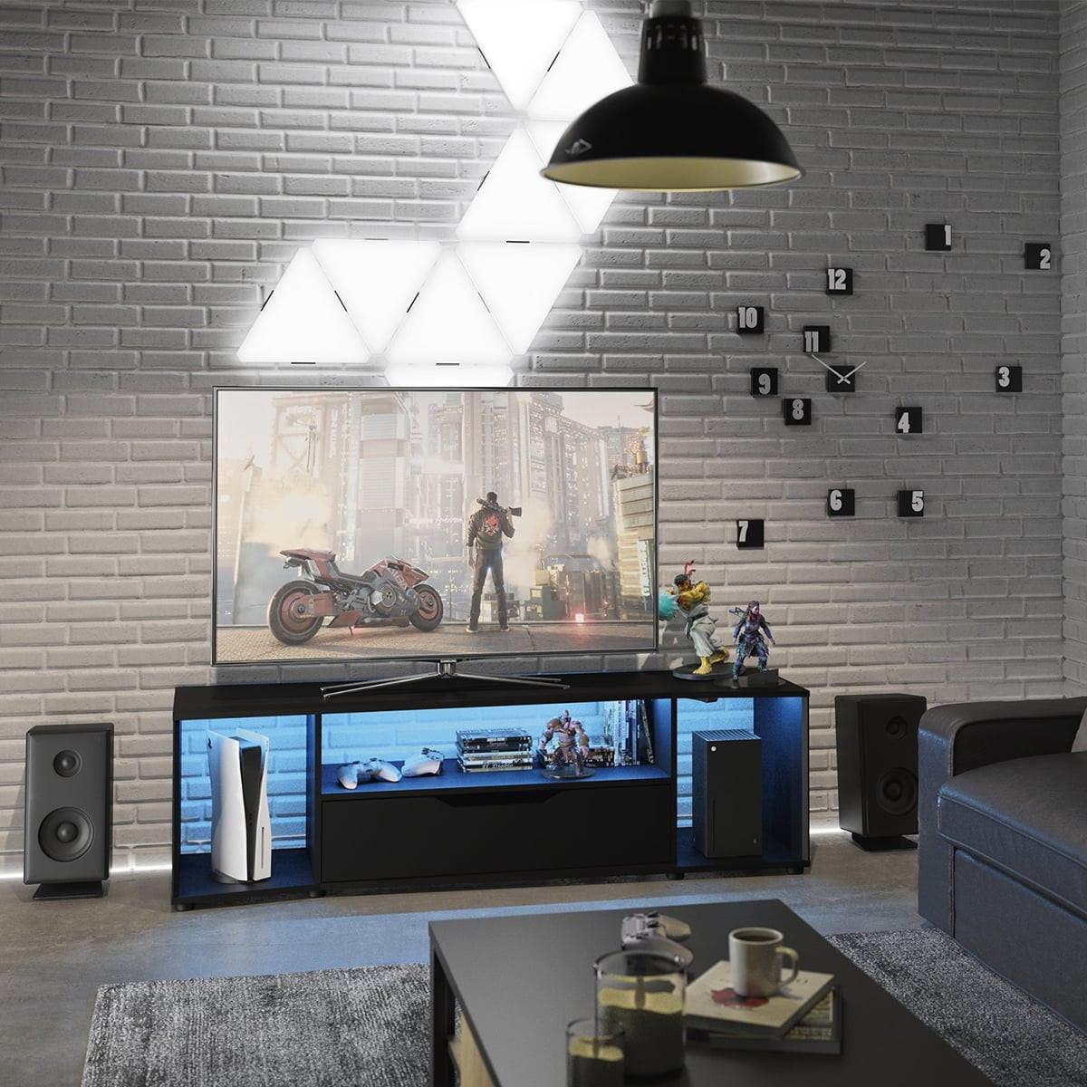TV-GAMER-HACK-MÖBEL - L163 x H48 x P45 cm - Schwarz, Holzwerkstoff (45/48/198cm) - Calicosy