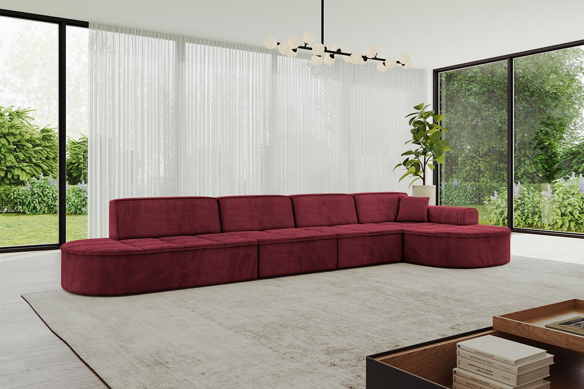 ECKSOFA Ottomane Rechts TARO-L3 - 413x171x79,5 cm Bordeauxrot - Bordeaux, Holzwerkstoff/Textil (413/171cm) - ALTDECOR