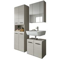 BADMÖBEL-SET Kaschmir 3-teilig 135 cm, Komplettset mit viel Stauraum - Kaschmir/Schwarz, Glas/Holzwerkstoff (135/185/30cm) - Inn.Furn