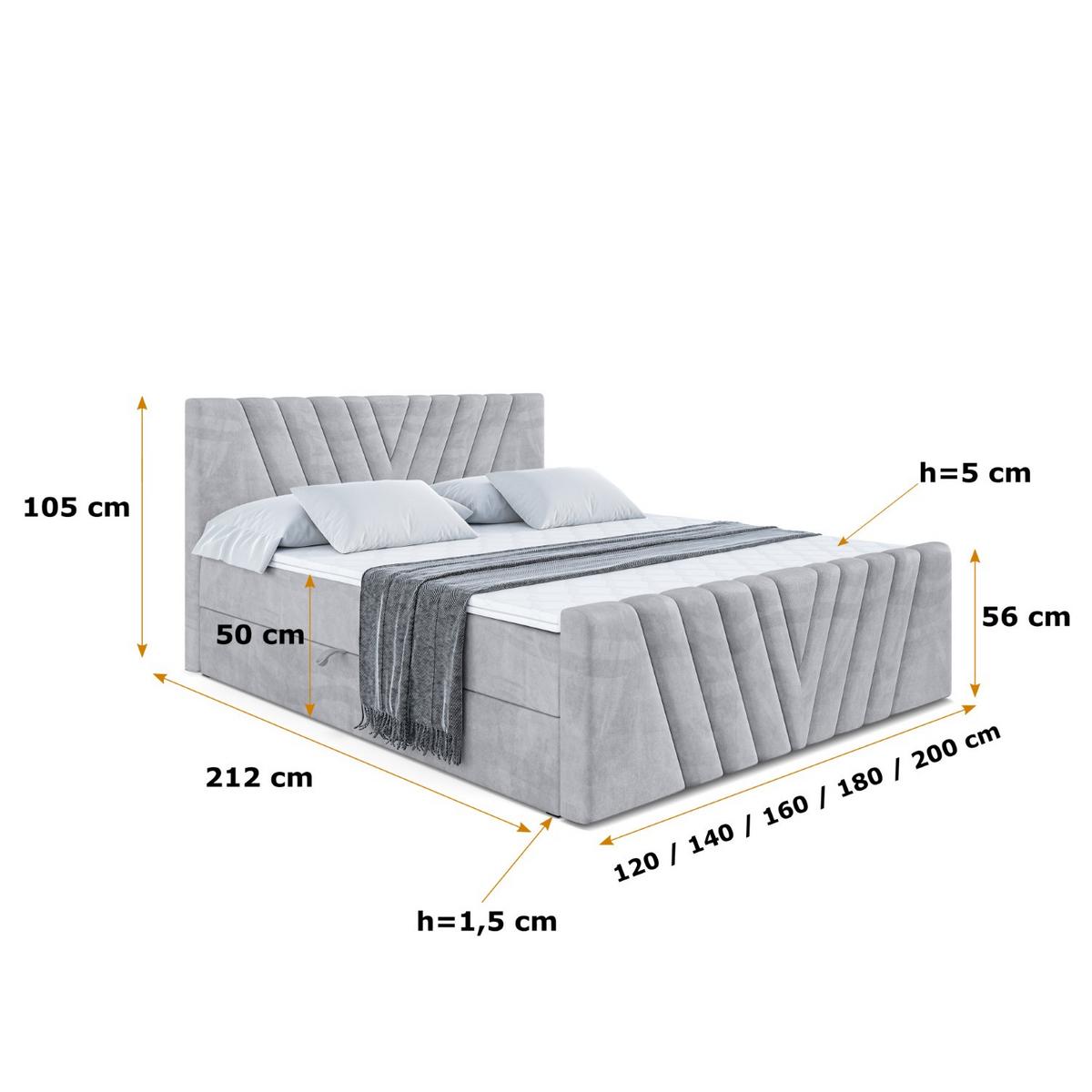 BOXBETT ERNINA-Z - 140x200 cm - H4 - Hellgrau - Hellgrau, Holzwerkstoff (140/200cm) - ALTDECOR