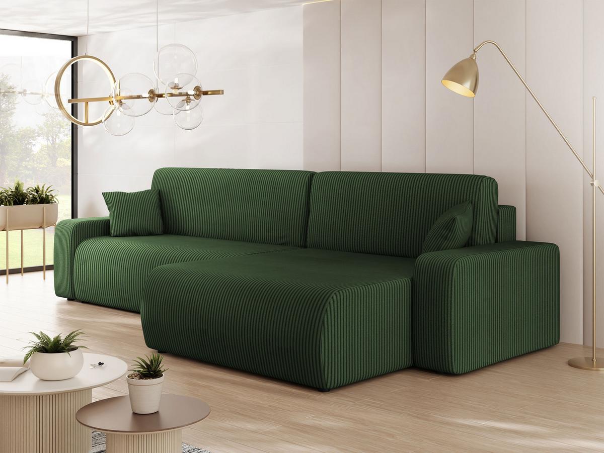 ECKSOFA Piano L Cord - Schwarz/Grün, Holz/Kunststoff (274/145cm) - MIRJAN24