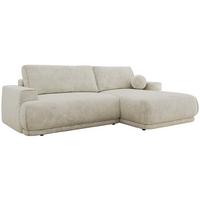 ECKSCHLAFSOFA RINA L Creme Schenille grob gewebt - rechts - Creme/Schwarz, Kunststoff/Textil (170/267cm) - MKS