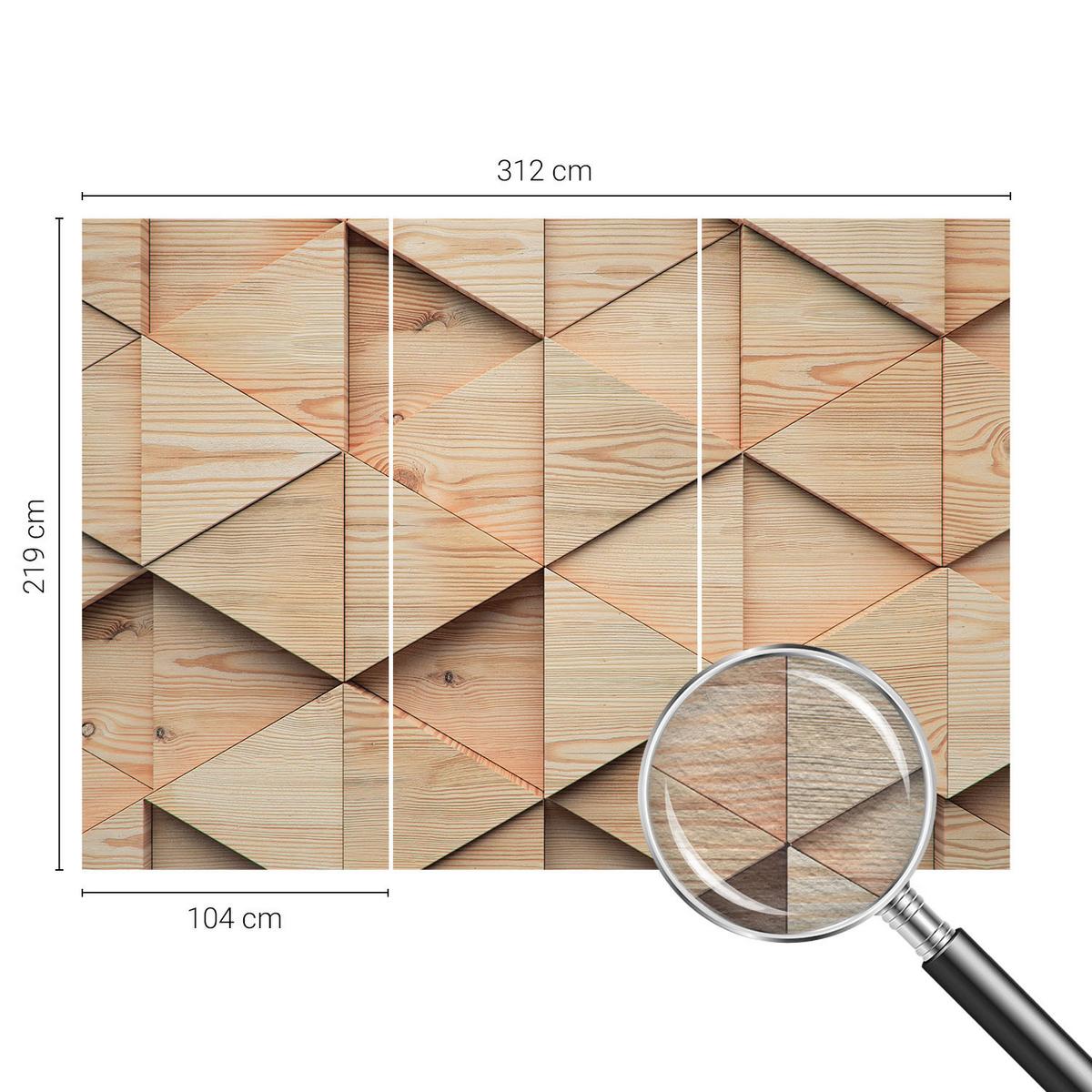 FOTOTAPETE 312x219 cm - Holzmosaik - Beige, Textil (312/219cm) - Wallfluent