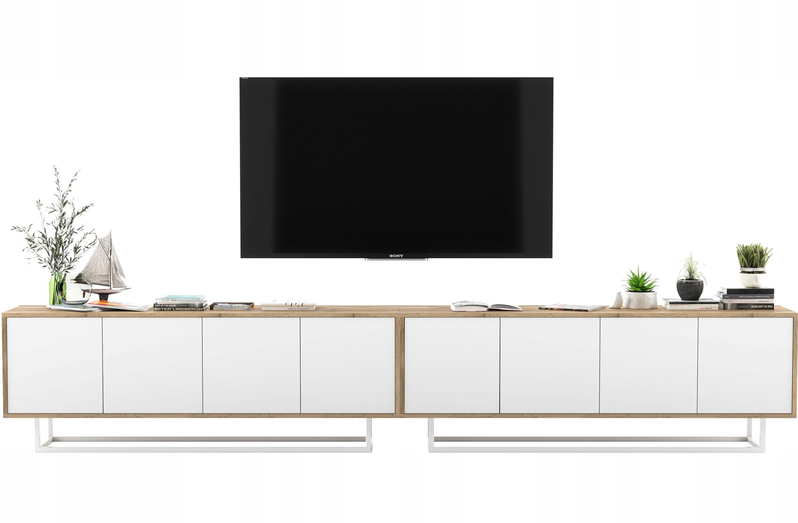 TV-SCHRANK 2-er Set Apollo2 Eiche wotan Weiß Matt 150 cm - Weiß, Holzwerkstoff/Metall (300/53/35cm) - Meble Lindner