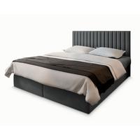 BOXBETT BRESEL 180x200 cm mit Matratze und Topper - Grau - Grau, Holz (180/200cm) - MASSENO