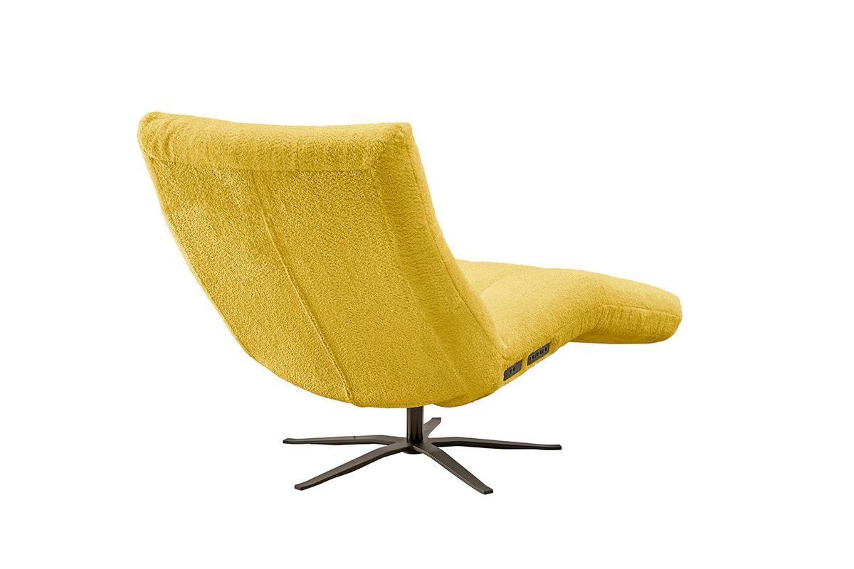 RELAXLIEGE LETICIA Gelb Flachgewebe Relaxfunktion, Drehbar (360°) - Gelb/Schwarz, Textil/Metall (82/115/156cm) - KAWOLA