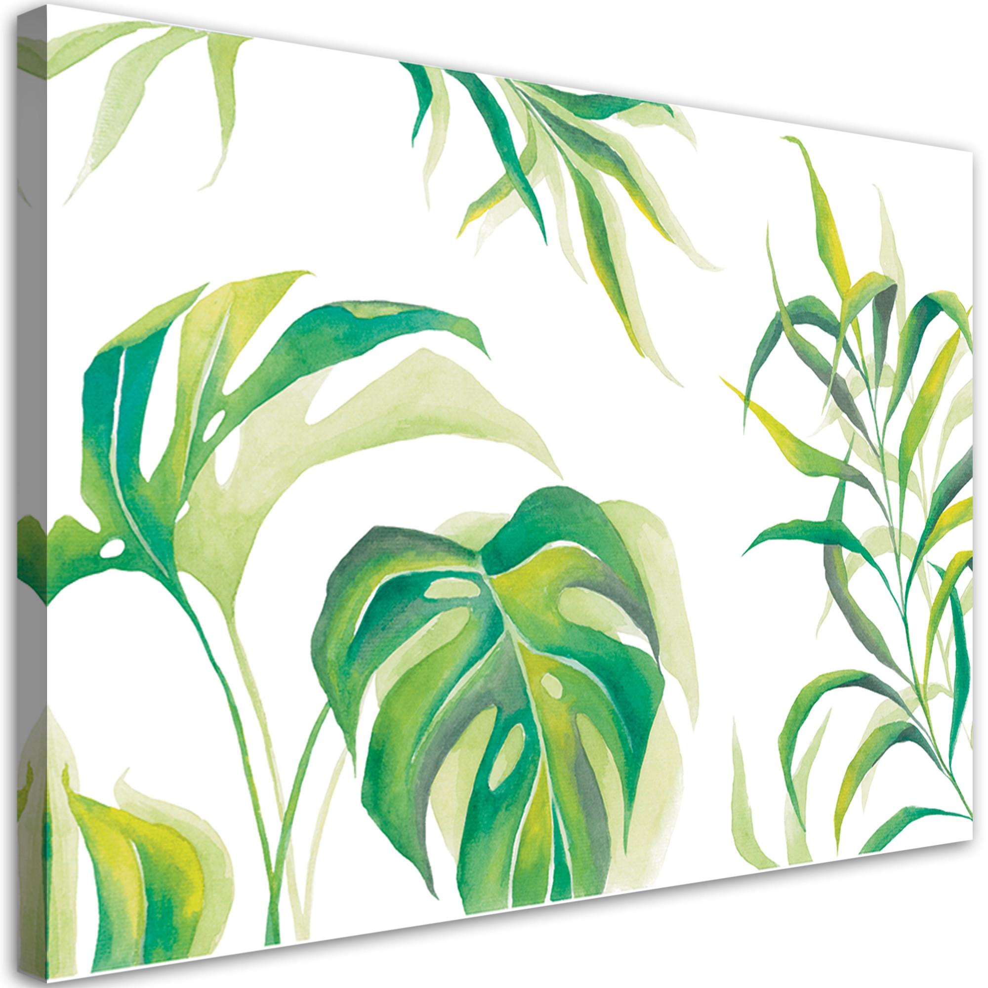 WANDBILD monster's blätter - Weiß, Textil (60/40cm) - Feeby