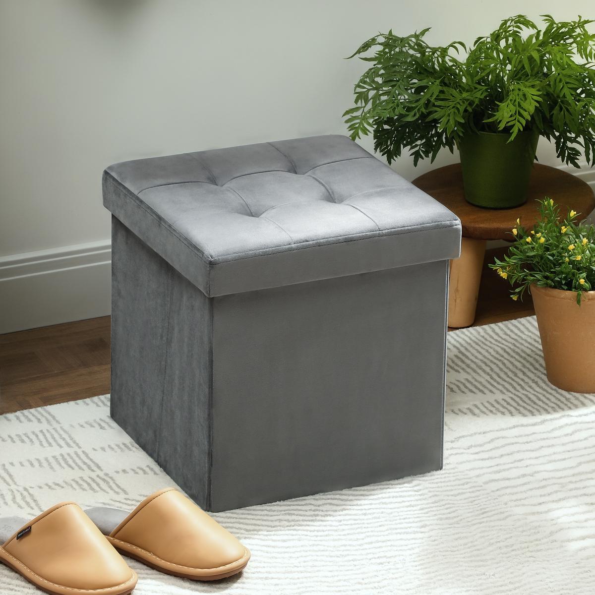 SITZHOCKER Polyester Vliesstoff Grau - Grau, Textil (38/38/38cm) - HOMCOM