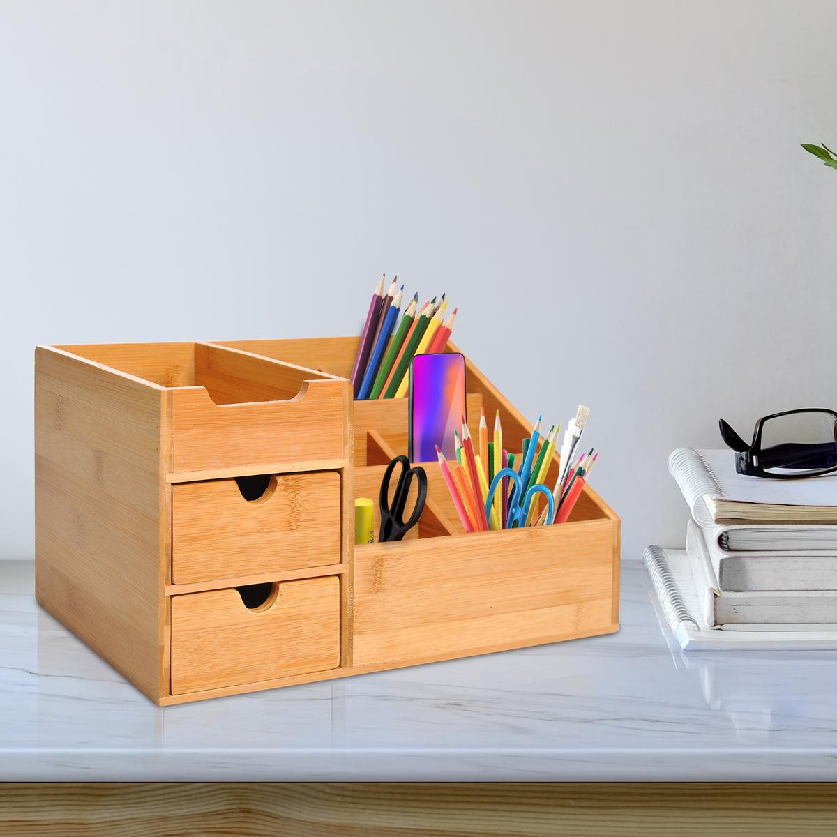 SCHREIBTISCHORGANIZER - Naturfarben, Holz (20.5/33/15.5cm) - HOMCOM