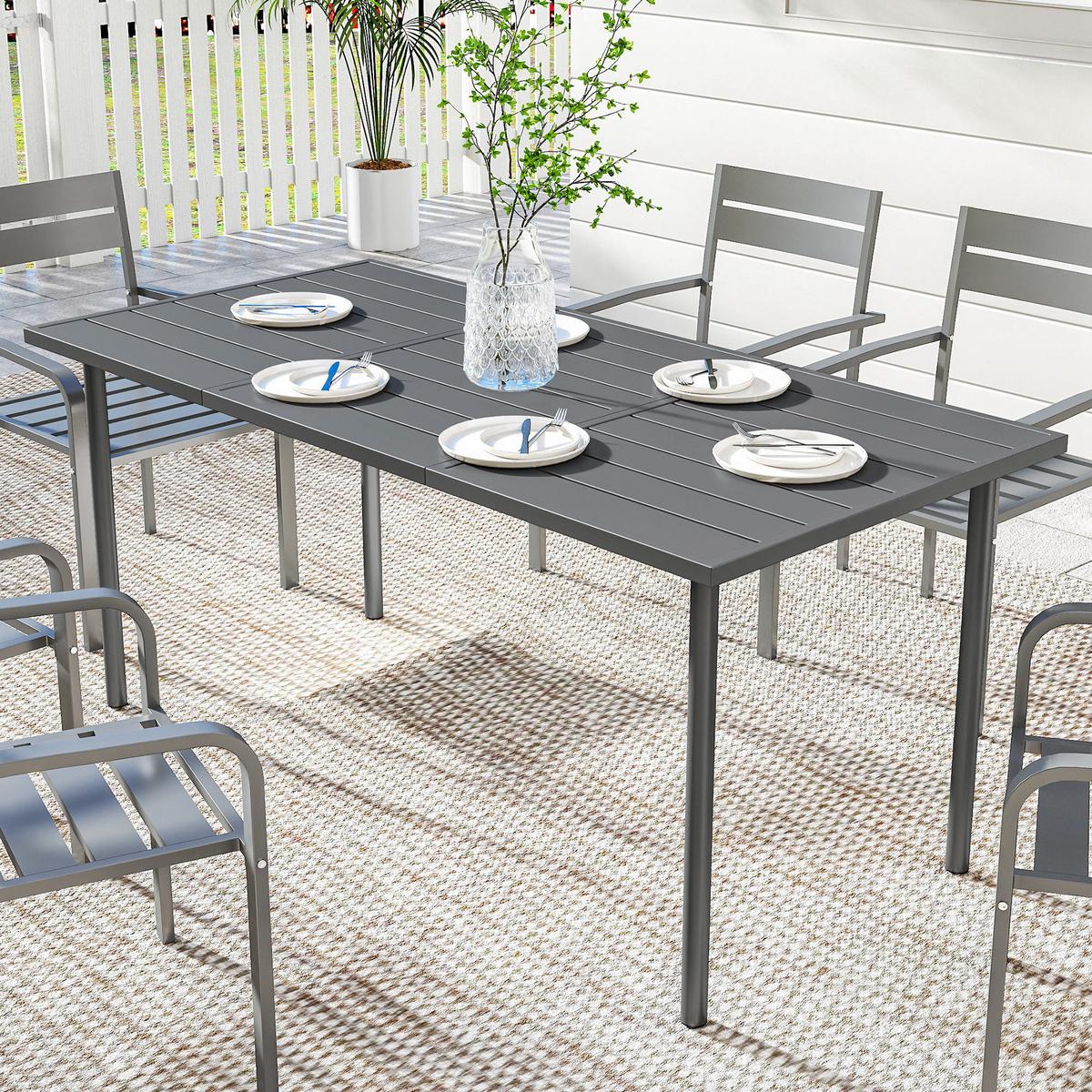 GARTENTISCH Metall Stahl Dunkelgrau - Dunkelgrau, Metall (165/80/74cm) - Outsunny