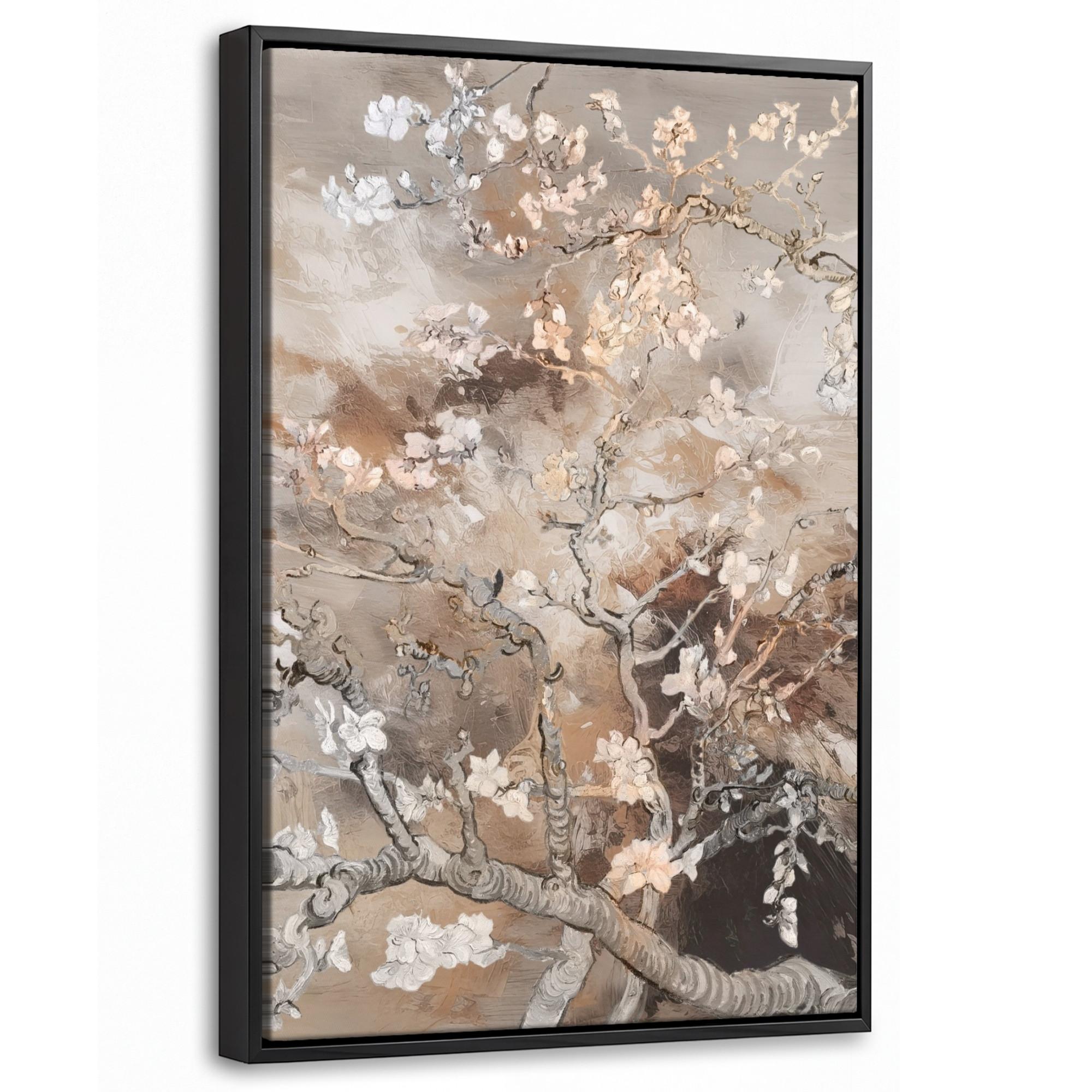 LEINWAND Bilder mit Rahmen - Mandelblüte - Kunst - Van Gogh - Beige - Abstrakt - 20x30 - Braun, Textil (20/30cm) - MuchoWow