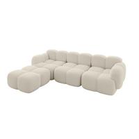 ECKSOFA modulares Sofa Links Miko-L2 302x205x75 Beige Bouclé - Sandfarben/Schwarz, Holzwerkstoff/Kunststoff (302/205cm) - ALTDECOR