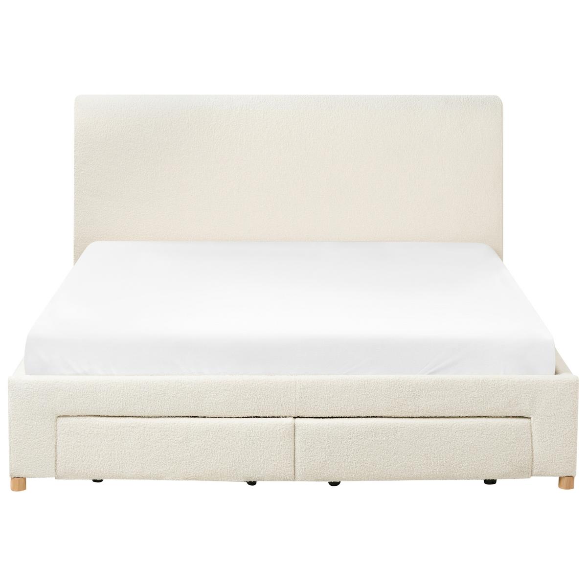 BETT mit Schubladen 160/200 cm Bouclé Hellbraun Soutrin - Hellbraun, Textil (160/200cm) - Beliani