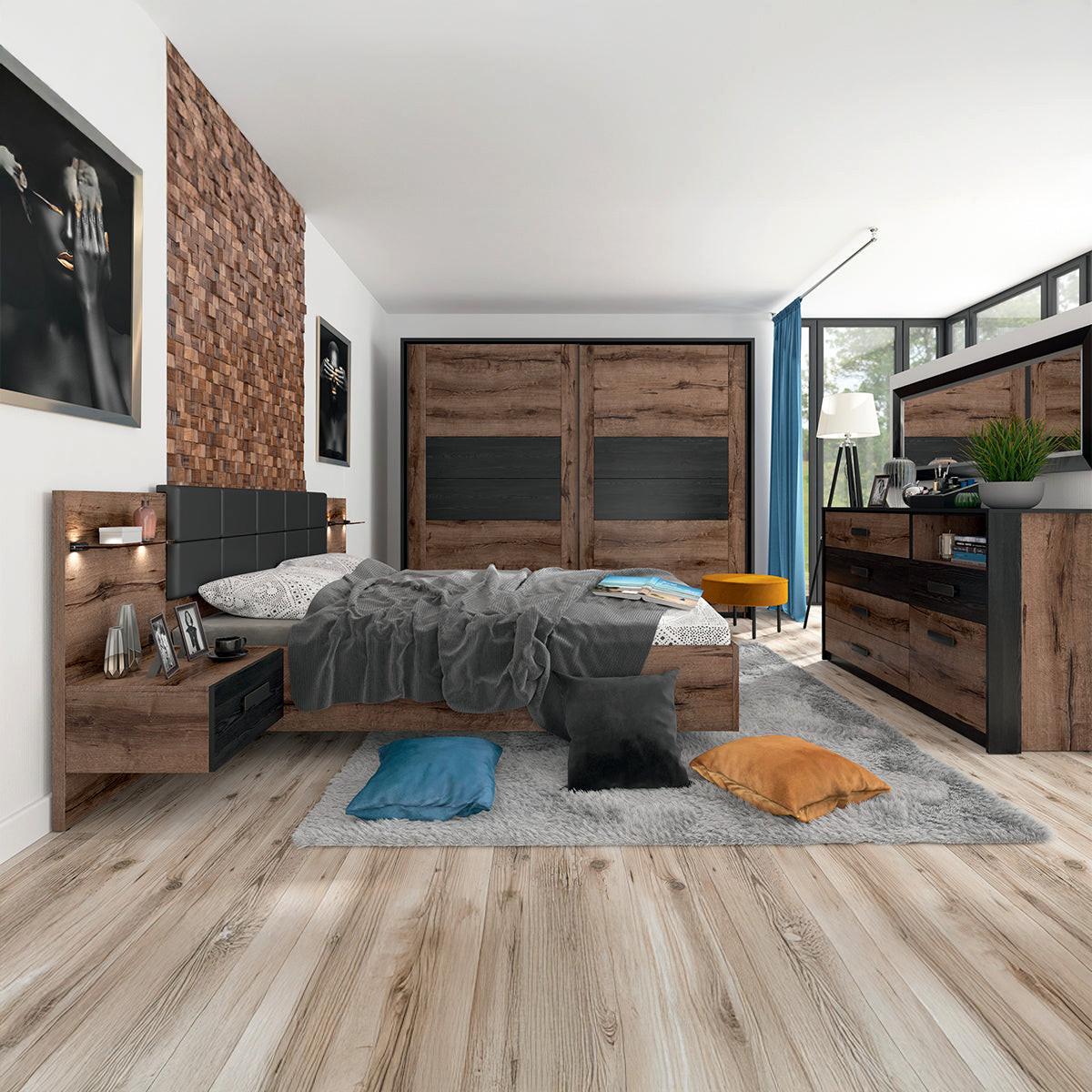 BOXBETT 180/200 Romane Holz und Schwarz - Braun, Holzwerkstoff (180/200cm) - Petits-meubles