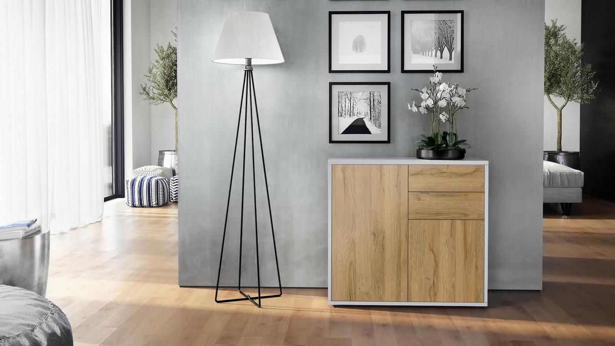 KOMMODE Ben Front in Eiche Natur - Eichefarben, Holzwerkstoff (79/74/36cm) - Vladon