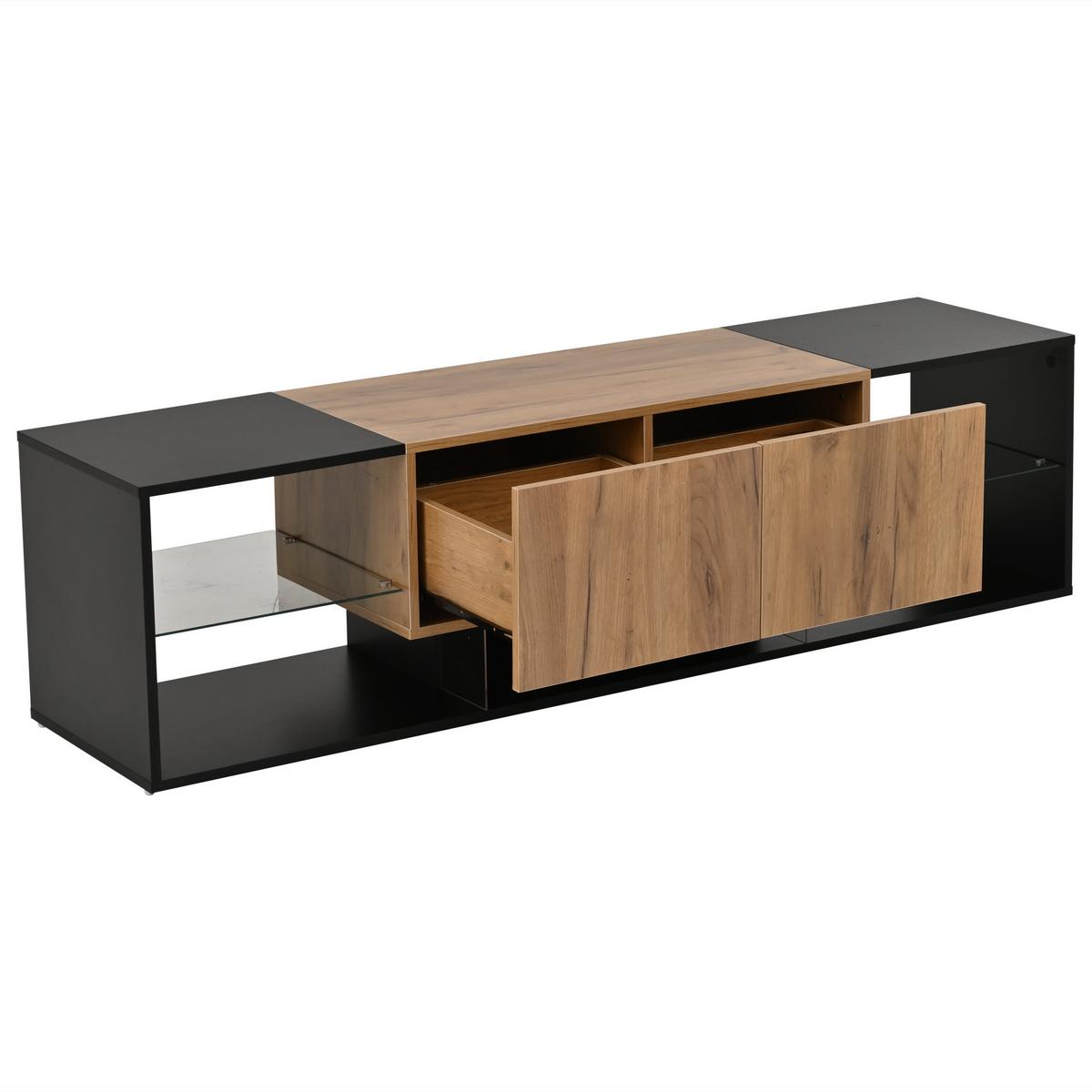 TV-SCHRANK in Schwarz & Natur mit LED - Eichefarben, Holzwerkstoff (160/42/40cm) - Urban Meuble