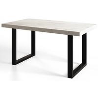 INDUSTRIELLER Esszimmertisch LOFT-U, ausziehbarer Tisch, Größe: 140-240X80X77 cm, Wohnzimmertisch Farbe: MARMUR, mit Metallbeinen in Farbe Schwarz - Hellgrau/Schwarz, Holzwerkstoff (140/80/77cm) - Alpi-Möbel