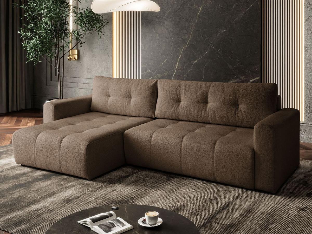 ECKSOFA ASTON mit Schlaffunktion und Bettkasten - Braun, Textil (261/143cm) - Lookway