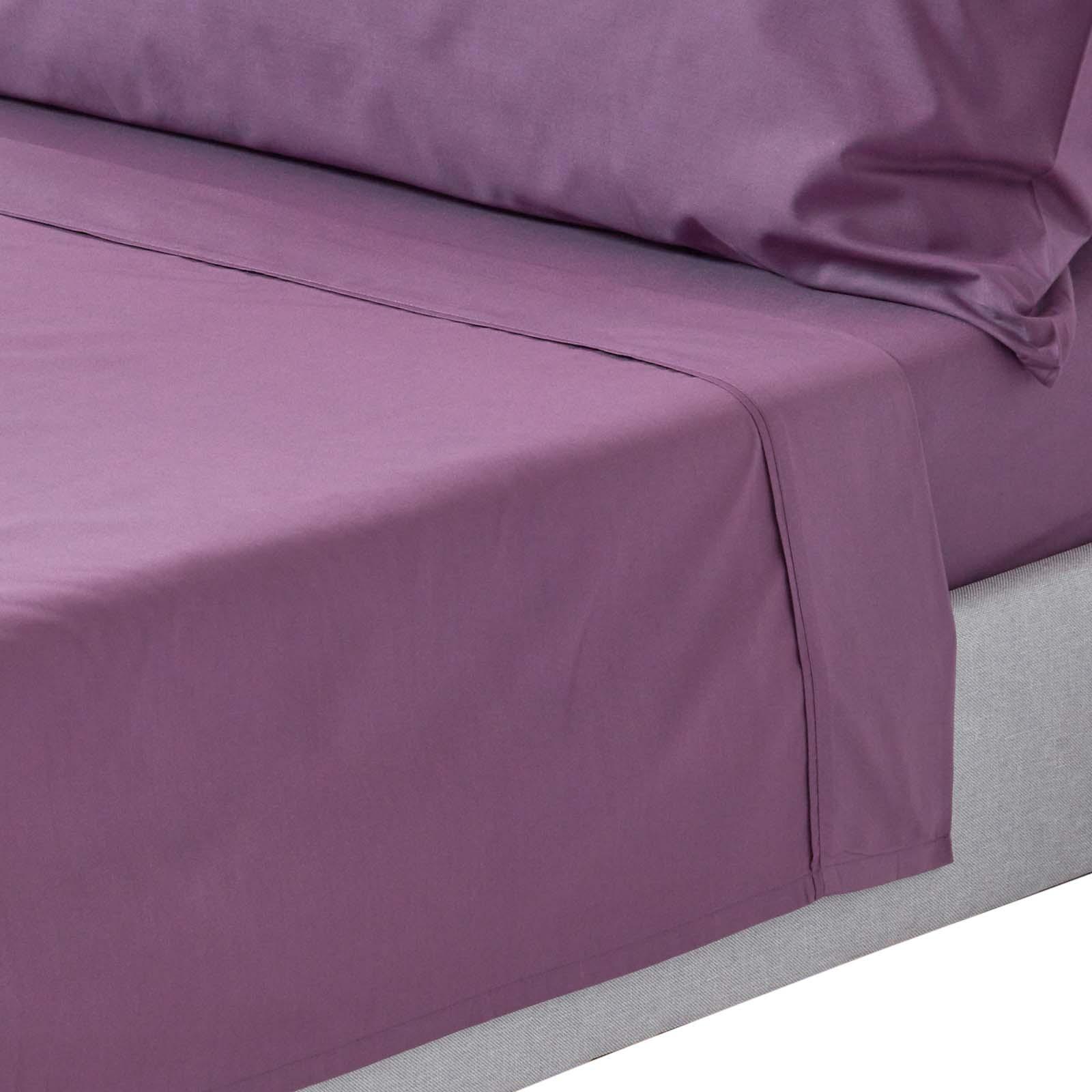 BETTLAKEN ohne Gummizug, Ägyptische Baumwolle, Fadendichte 200 - Lila, Textil (180/290cm) - Homescapes
