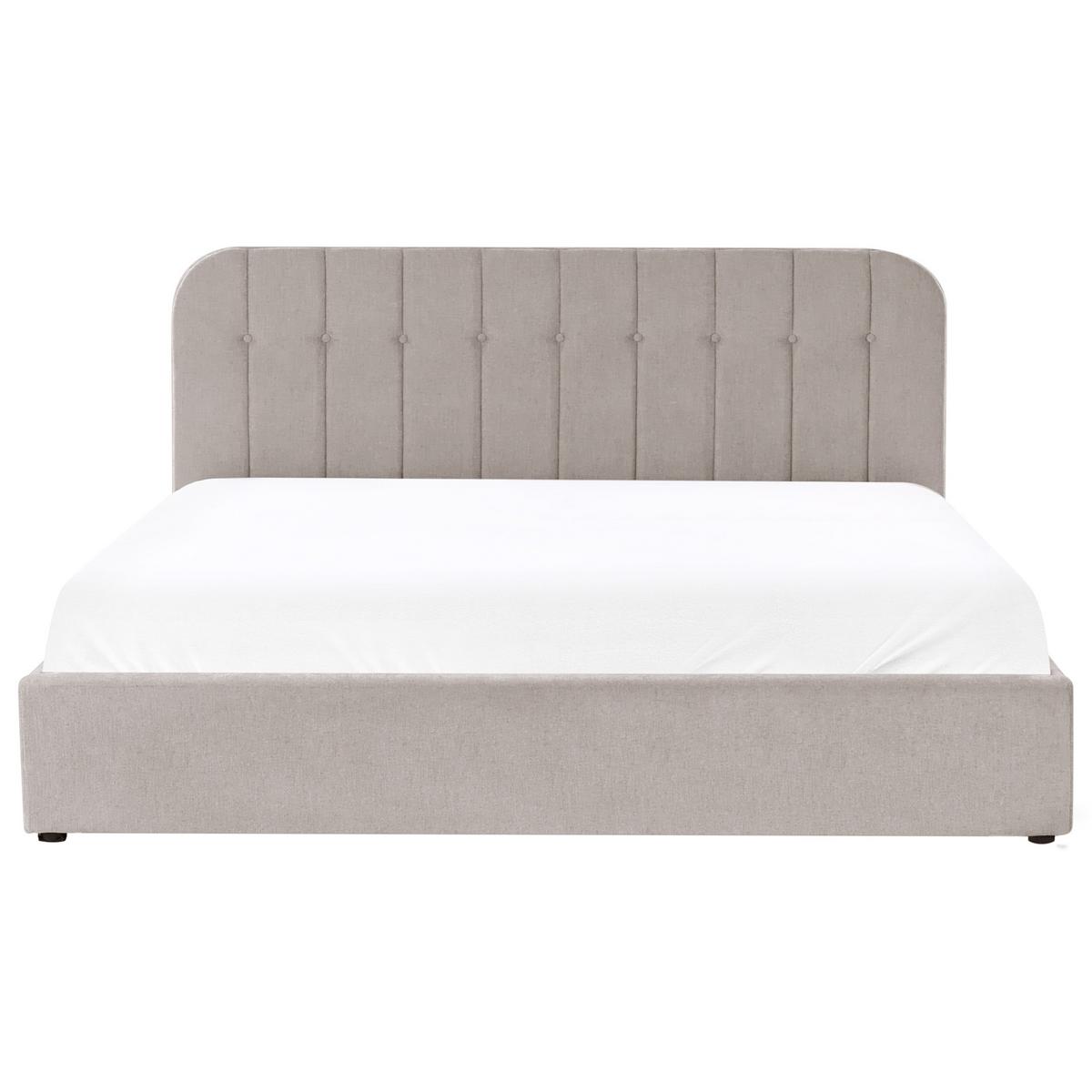 BETT mit Stauraum 180/200 cm Chenillegewebe Taupe Challans - Taupe, Textil (180/200cm) - Beliani