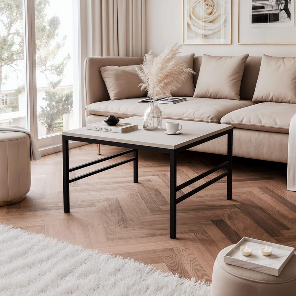COUCHTISCH FORMA 60/60 cm Quadrat, Schwarz / Kaschmir - Kaschmir/Schwarz, Metall (60/60/40cm) - Idohome