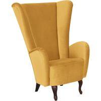 HOCHLEHNSESSEL Kailey Bezug Samtvelours Buche nussbaum dunkel / mais - Gelb, Kunststoff (96/122/89cm) - 58aufmkessel