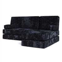 ECKSOFA NOTIA modulares Boneless Sofa mit Schlaffunktion Schwarz Kordstoff - Schwarz, Textil (200/120cm) - MASSENO