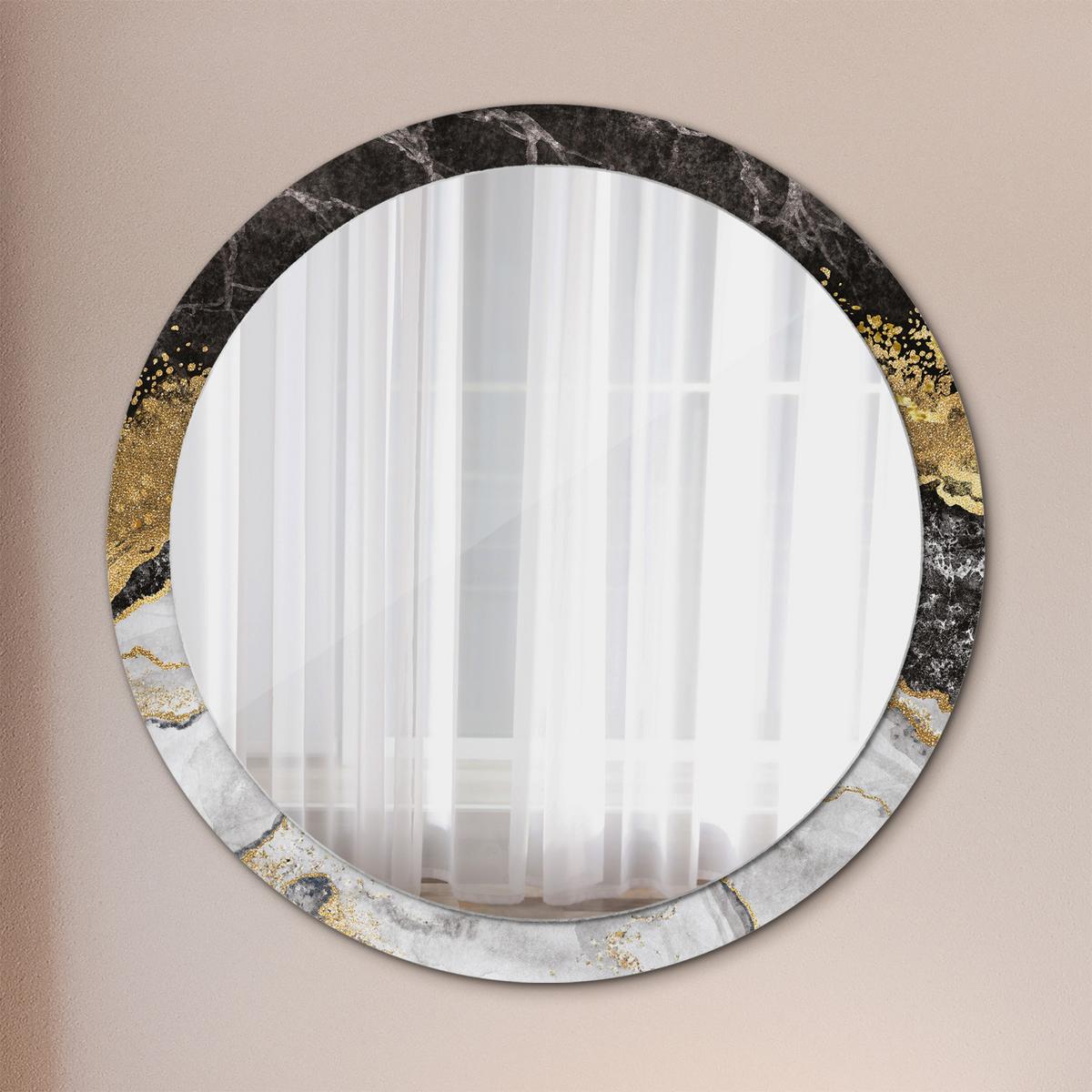 SPIEGEL Ø100 cm Rund mit Aufdruck - Goldfarben, Glas (100/100/0.4cm) - TULUP