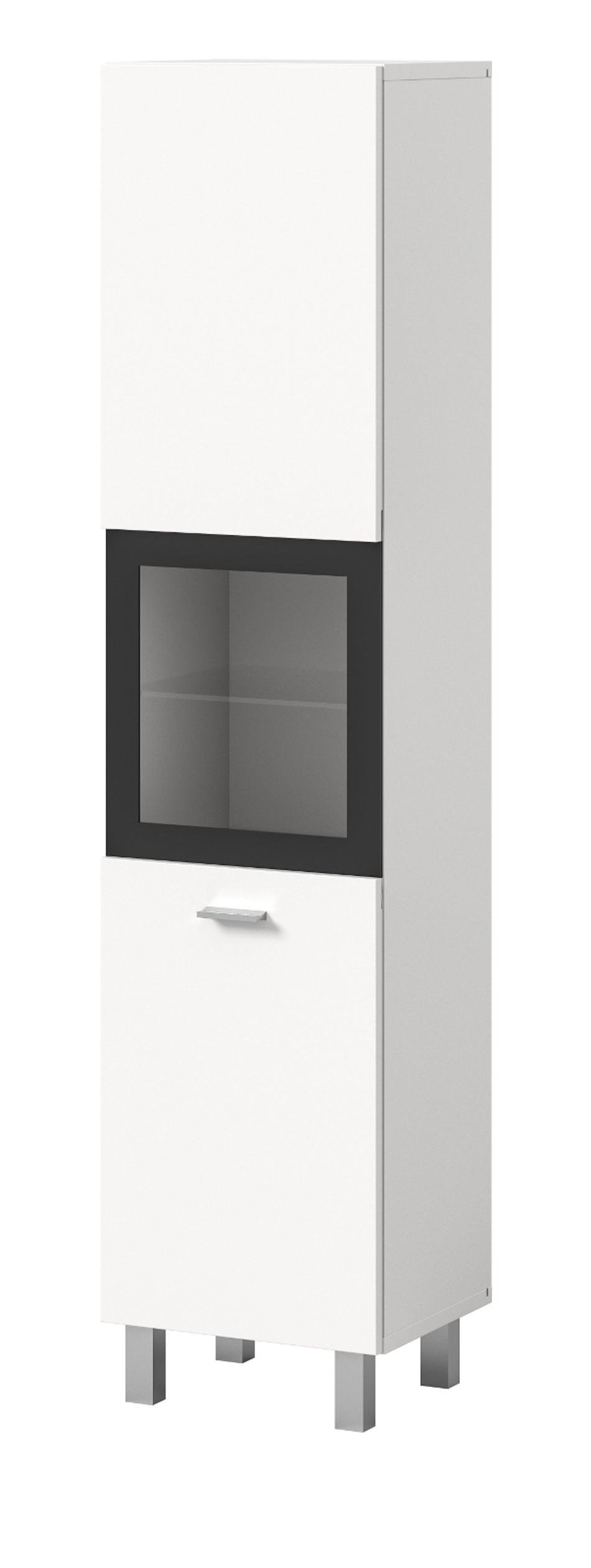 MIDISCHRANK weiß 30 cm, Badschrank hängend oder stehend - Silberfarben/Schwarz, Glas/Holzwerkstoff (30/125/29cm) - Inn.Furn