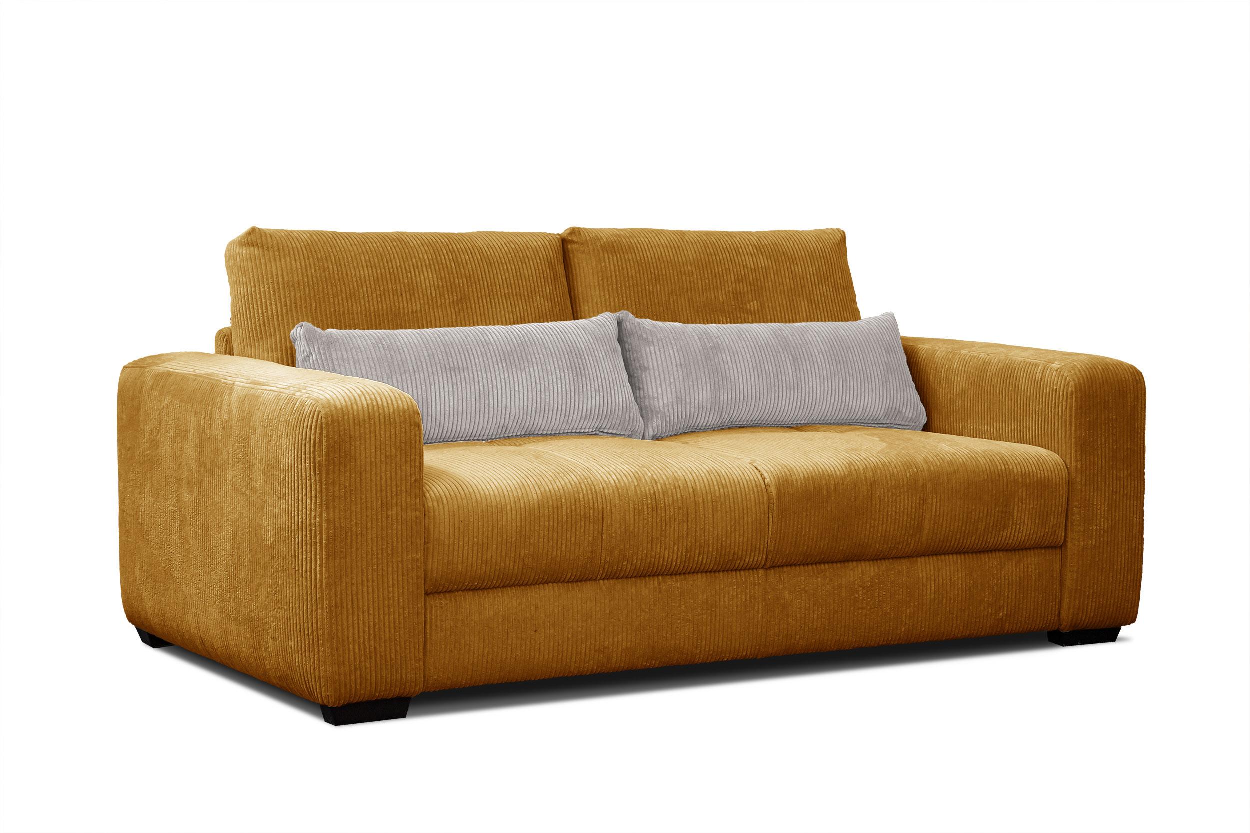 SOFA OLI 3-Sitzer, safran - Gelb, Holz/Textil (208/91/108cm) - Wozimo