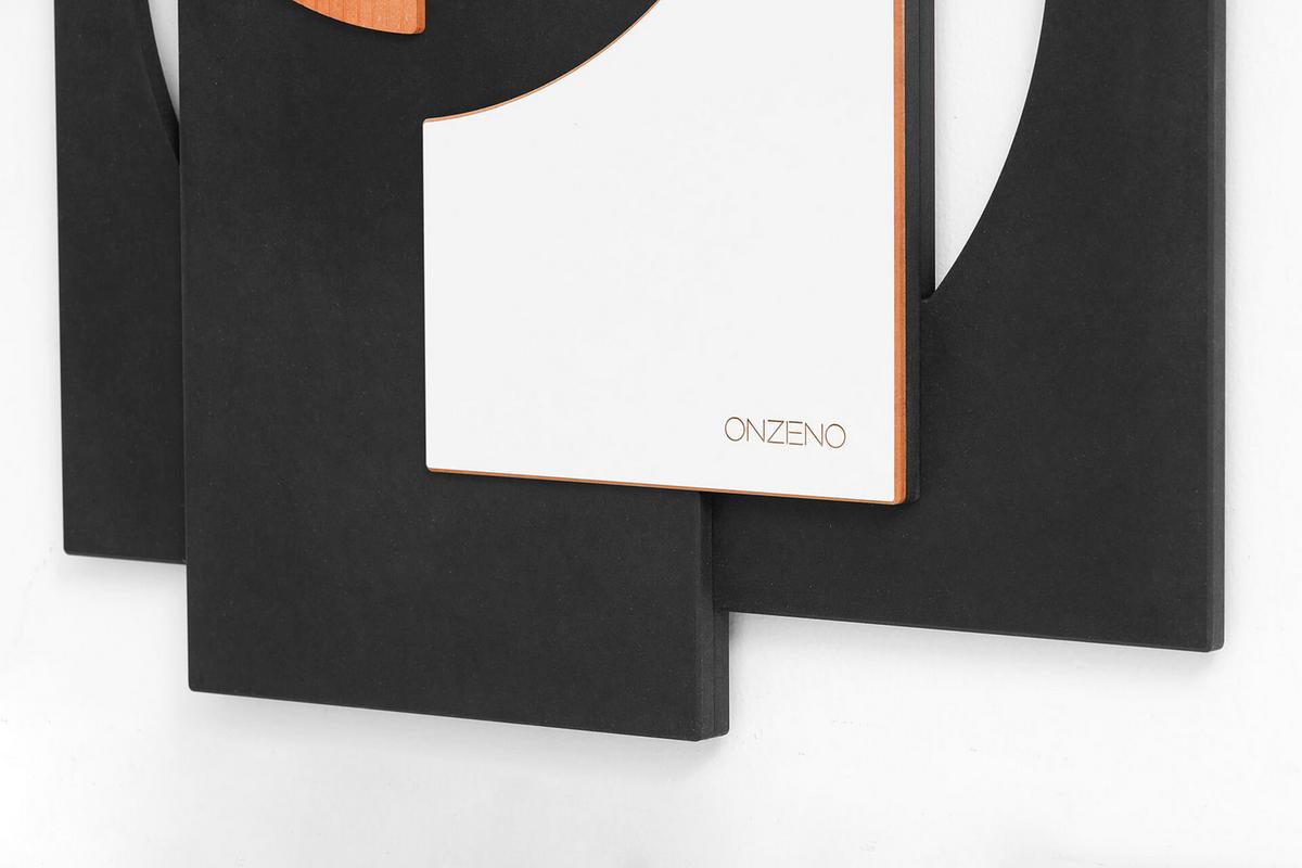 HOLZBILD Schwarz-Weiß 50/74,5 cm - Schwarz/Orange, Metall (4.65/74.5cm) - KUNSTLOFT