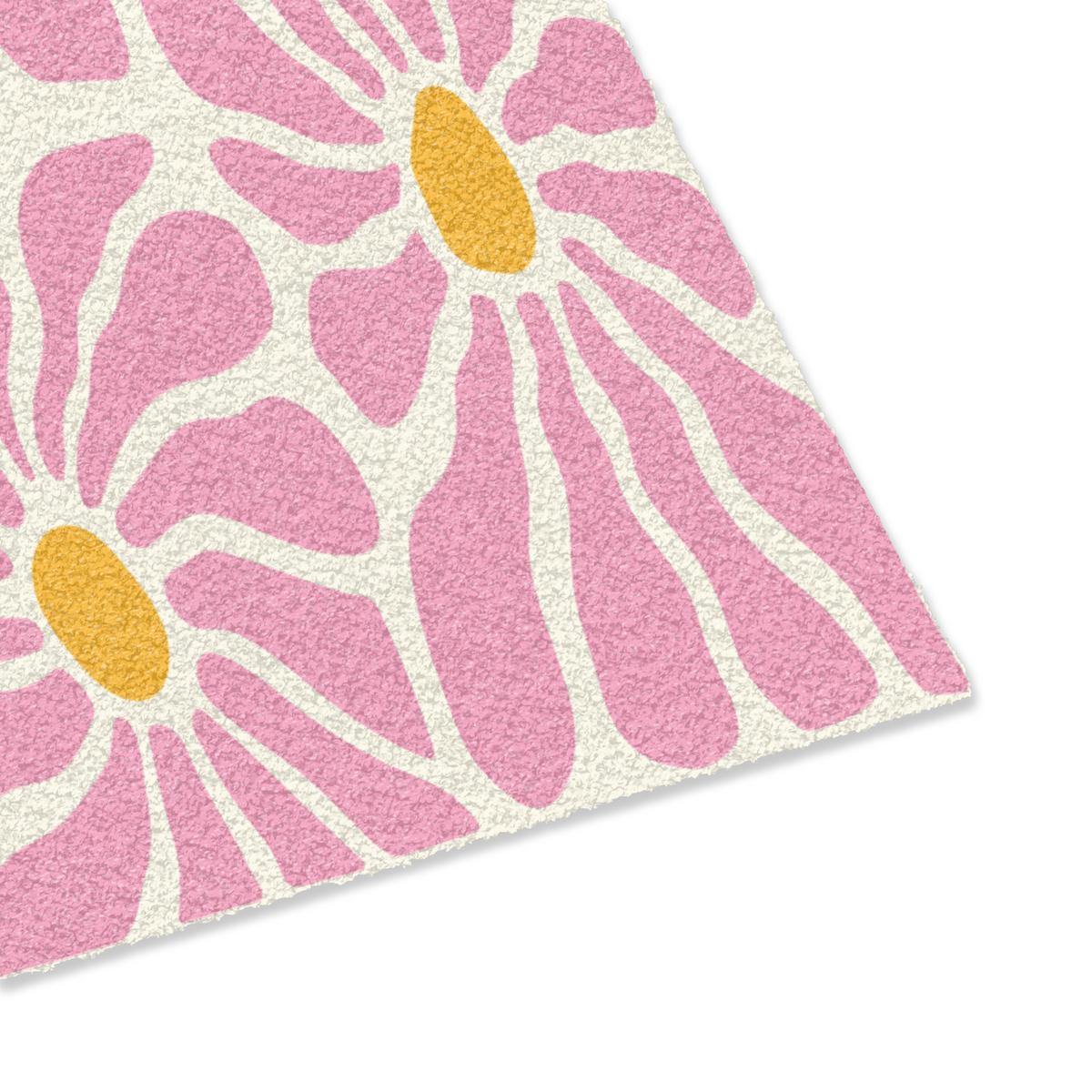 FUSSMATTE Blumen - Muster - Rosa - Beige - Orange Sauberlaufmatte 60x40 cm - Rosa, Kunststoff (60/0.4cm) - MuchoWow