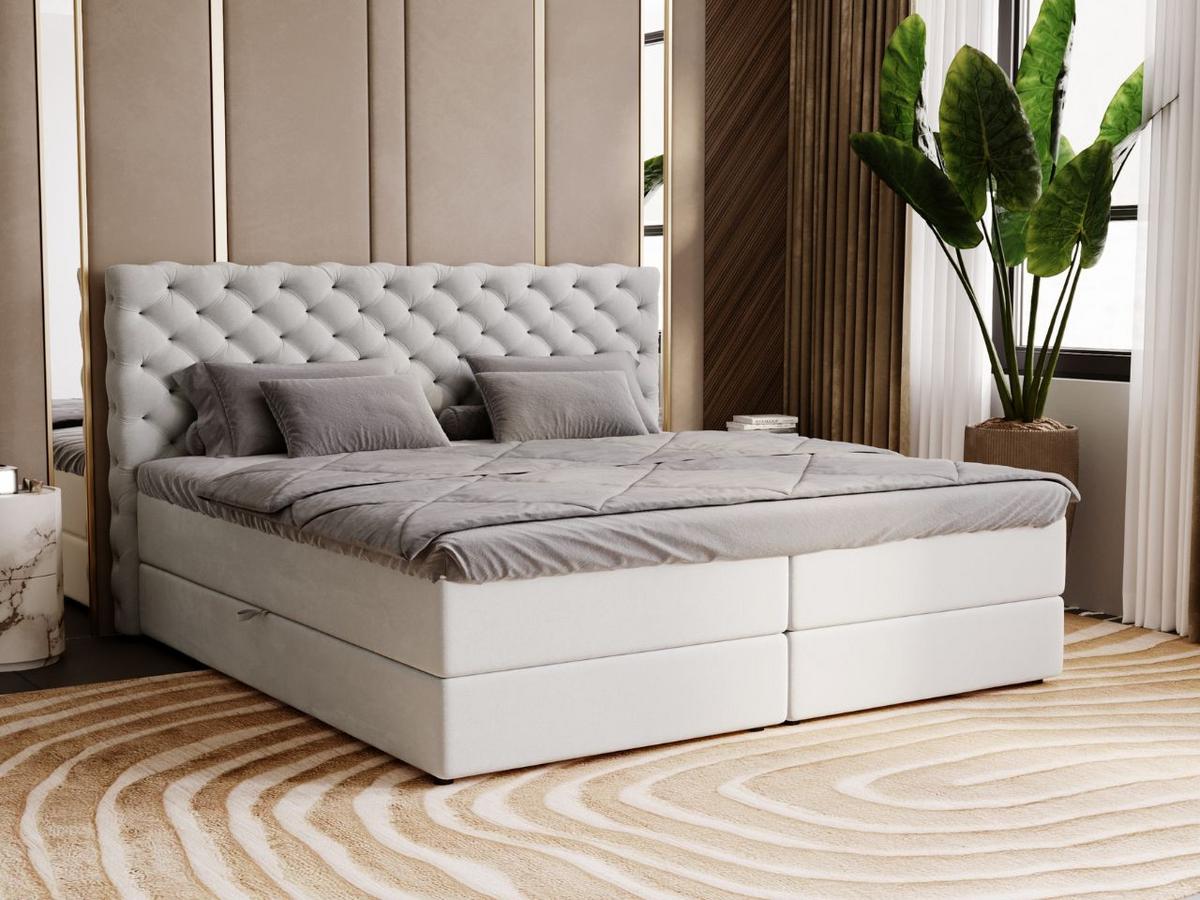 BOXBETT Bergamo 140x200 Hellgrau - Hellgrau/Schwarz, Holz/Textil (140/200cm) - Graingold