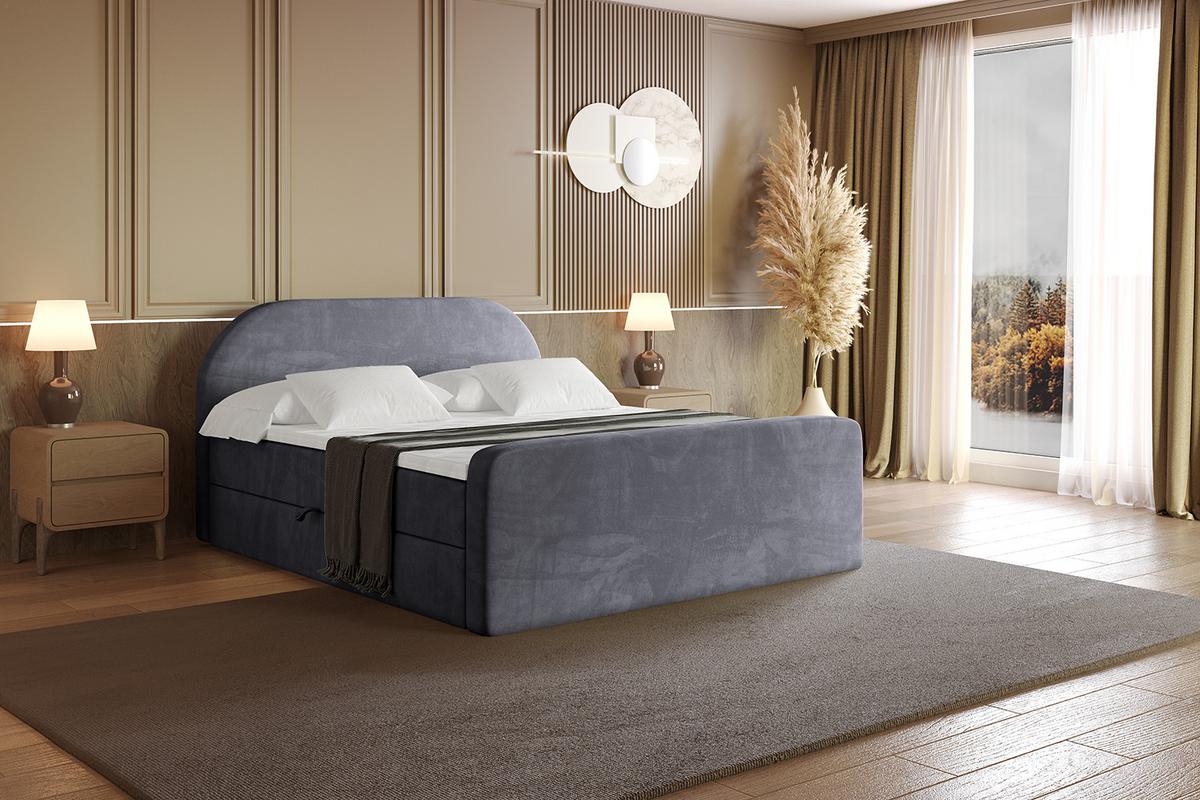 BOXBETT mit Matratze H4 und Lattenrost - NOX-Z - 180x200 - Dunkelgrau Casablanca - Dunkelgrau, Holzwerkstoff (180/200cm) - ALTDECOR