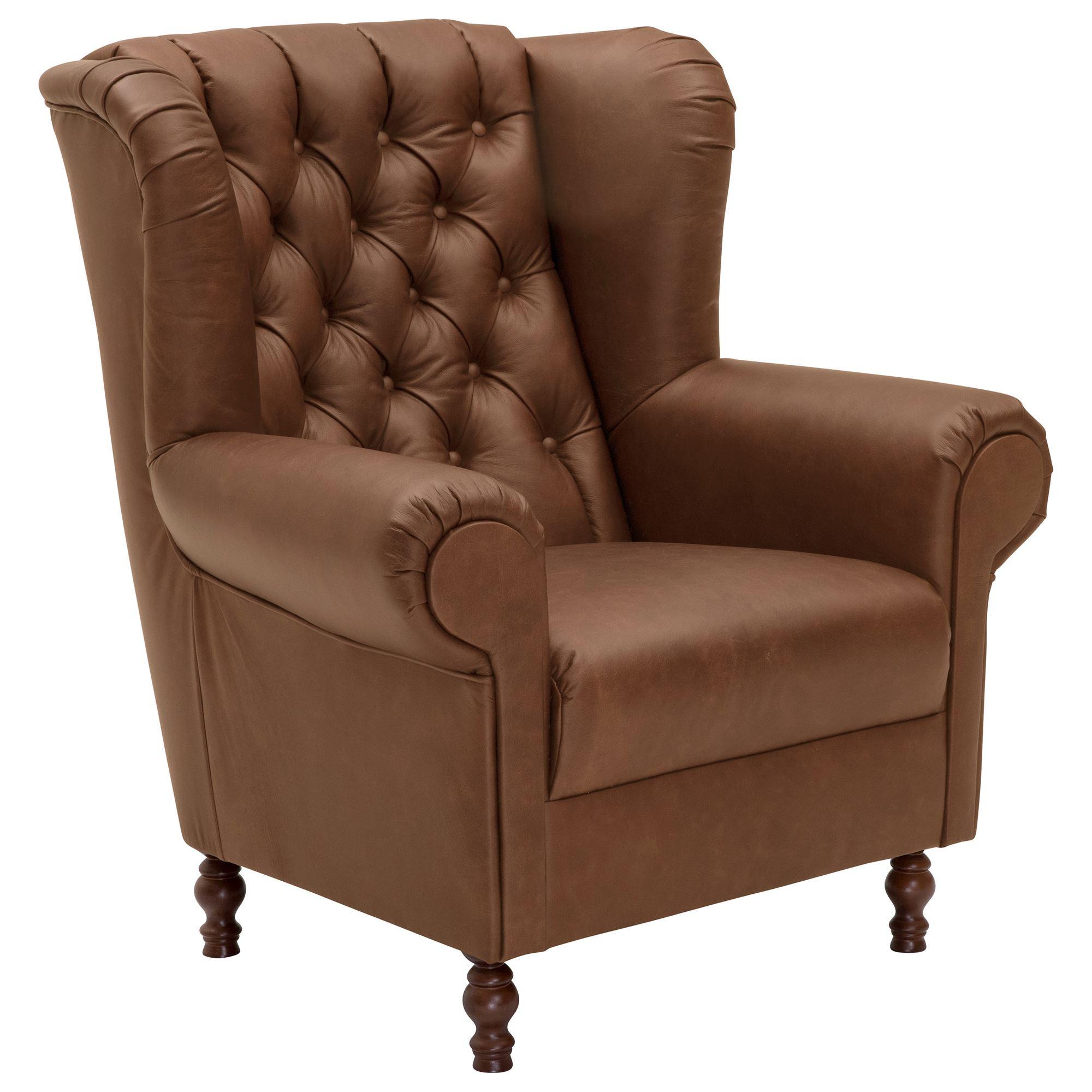 OHRENBACKENSESSEL Katreen Echtleder (Antikoptik) cognac - Cognac, Leder (90/101/91cm) - 58aufmkessel