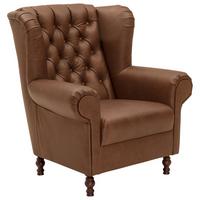 OHRENBACKENSESSEL Katreen Echtleder (Antikoptik) cognac - Cognac, Leder (90/101/91cm) - 58aufmkessel