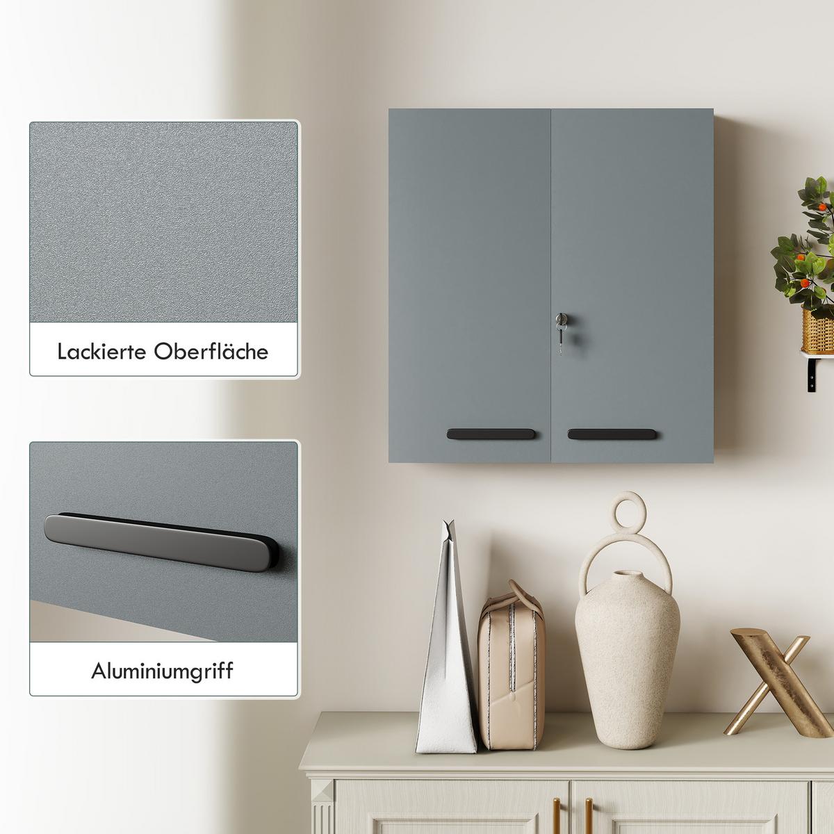 MEDIZINSCHRANK Kaltgewalzter Stahl Kohlegrau - Dunkelgrau/Schwarz, Metall (18/60/55cm) - Kleankin