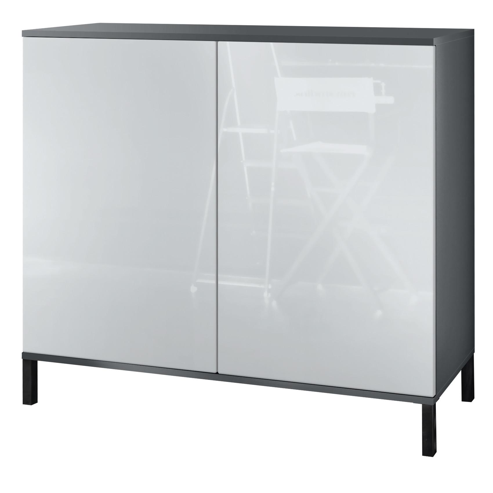 KOMMODE Skadu Weiß Hochglanz - Weiß Hochglanz, Holzwerkstoff (92.5/83.5/35cm) - Vladon